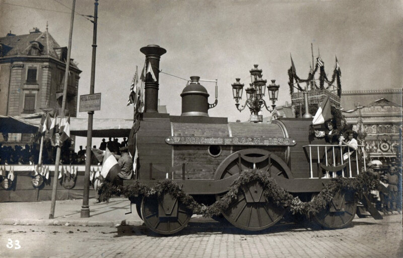 545bBF 1919 08 15 Belfort CPhoto Fêtes patriotiques Char Loco 1839 SACM