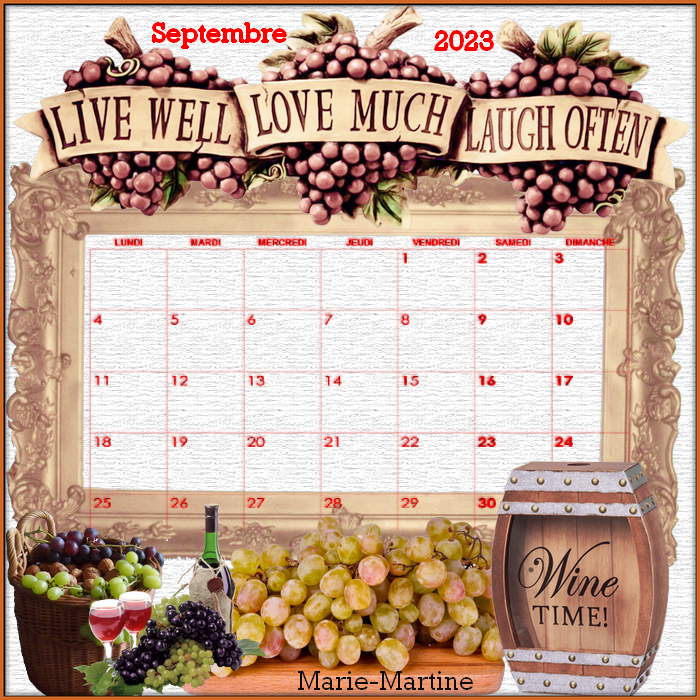 calendrier septembre 2023MA