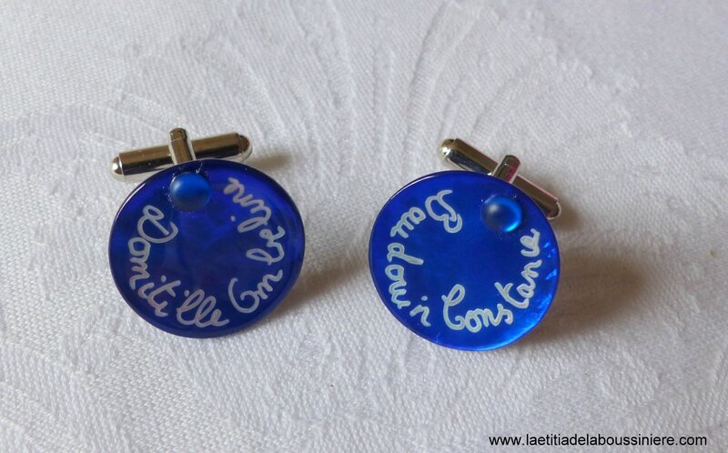 Boutons de manchette personnalisés (bleu nuit) - 23 €