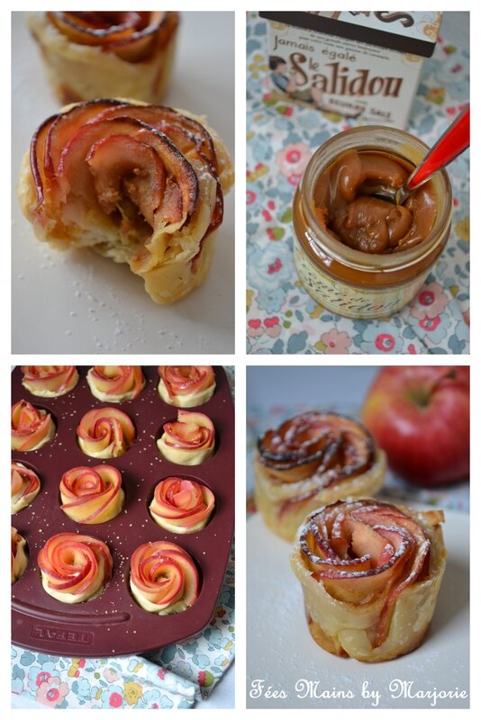 Roses feuillettées aux pommes et au caramel1