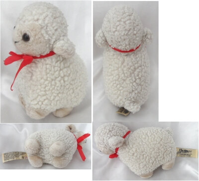 Peluche Doudou Mouton Agneau Ecru Noeud Rouge The House Of Valentina Collection