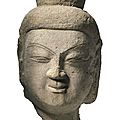 A large 'Yungang' sandstone <b>head</b> <b>of</b> <b>Buddha</b> , Northern Wei dynasty (386-534)