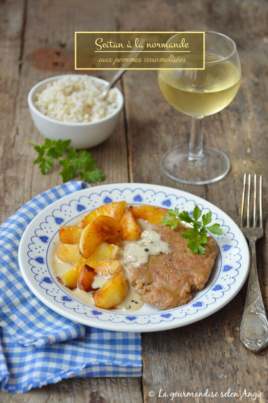 seitan à la normande aux pommes caramélisées - vegan