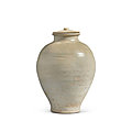 A large straw-glazed jar and cover, <b>Tang</b> <b>dynasty</b>