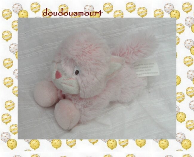 Doudou Peluche Chat Rose Couché Kimbaloo