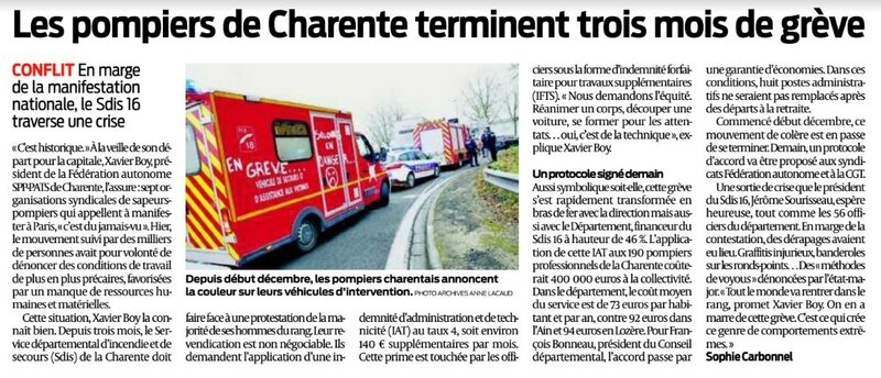 2017 03 15 SO Les pompiers de Charente terminent trois mois de grève