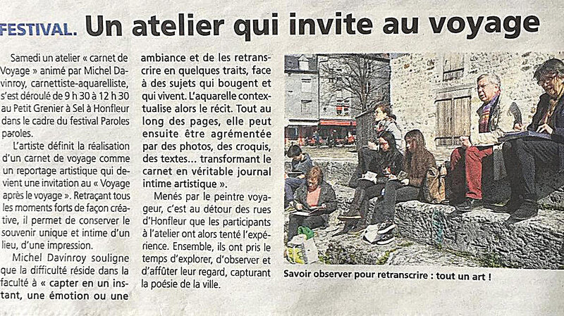 Honfleur atelier carnets Ouest France 2