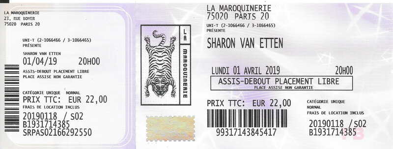 2019 04 01 Sharon Van Etten Maroquinerie Billet