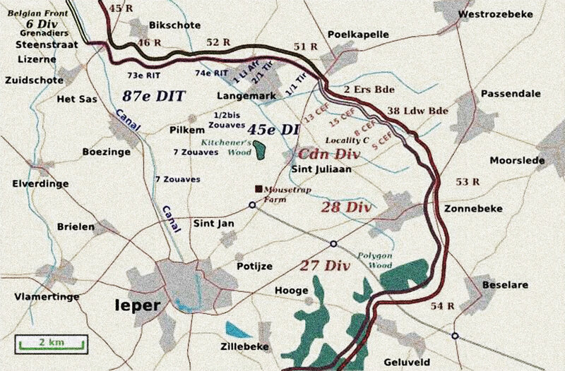 secteur Langemark canal de l'Yser, carte