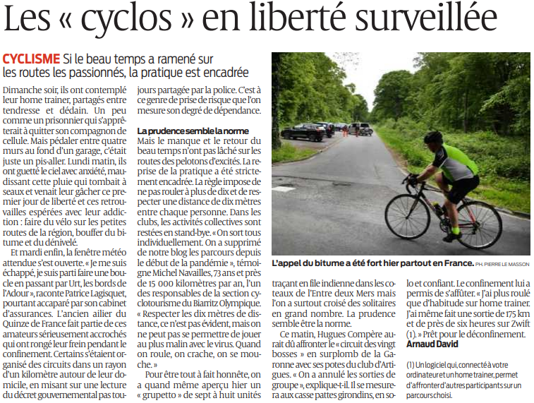 2020 05 17 SO Les cyclos en liberté surveillée