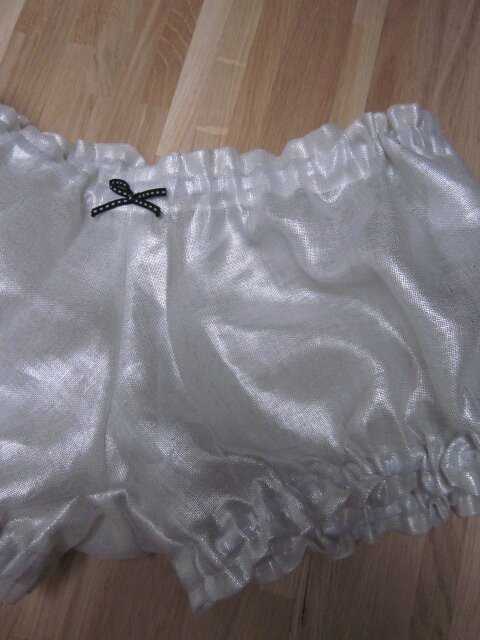 Culotte en lin argent - noeud noir et blanc (1)