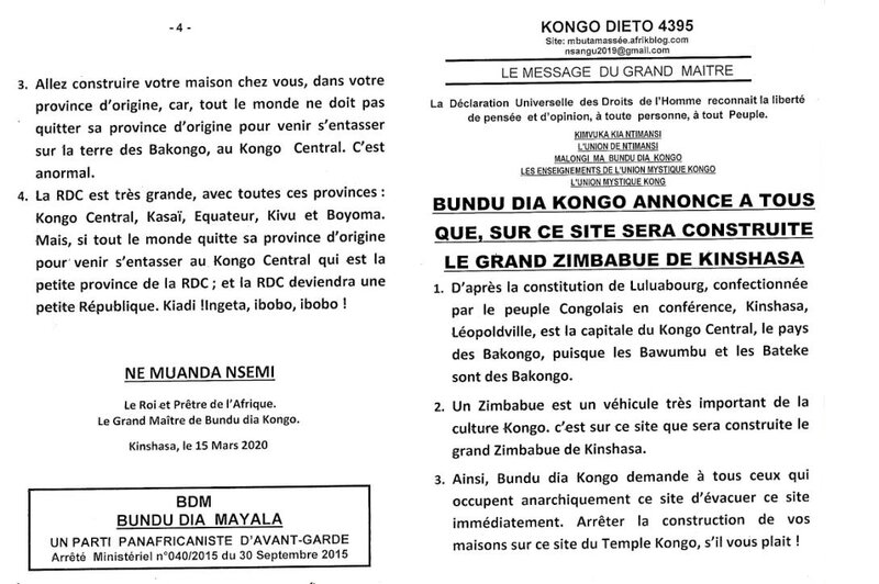 BUNDU DIA KONGO ANNONCE A TOUS QUE SUR CE SITE SERA CONSTRUITE LE GRAND ZIMBABUE DE KINSHASA a