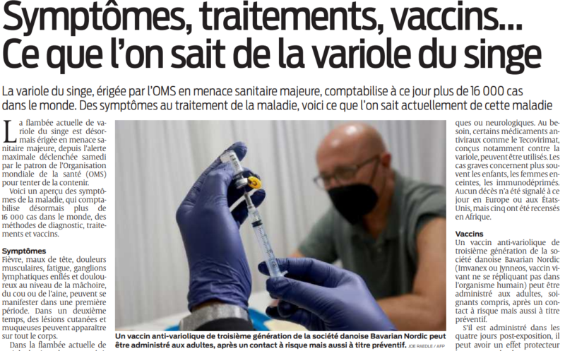 2022 07 28 SO symptômes traitements vaccins ce que l'on sait de la variole du singe