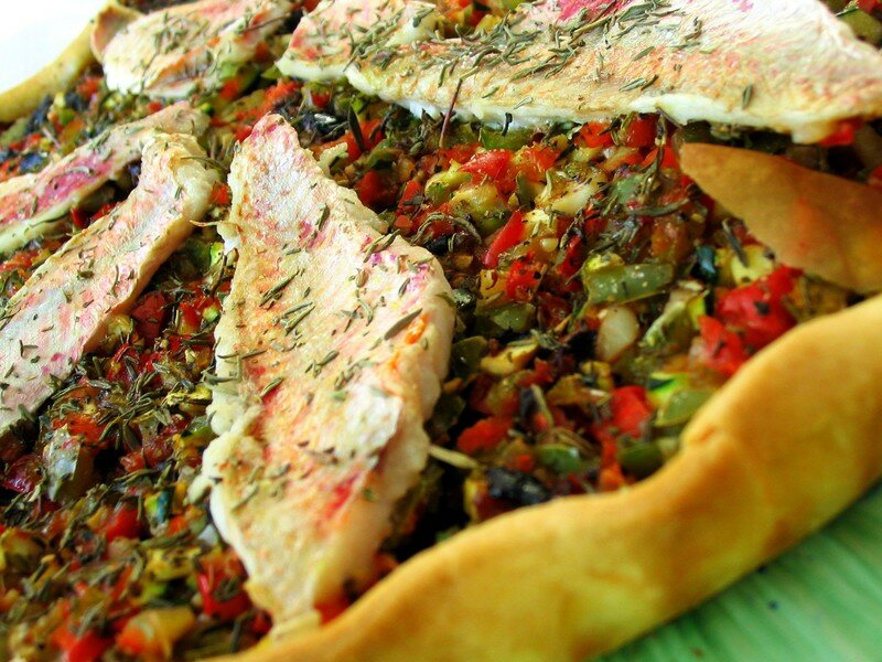 Tarte aux rougets et poivrons