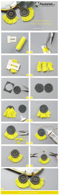 5-PandaHall Tutorial on Yellow Tassel Earrings