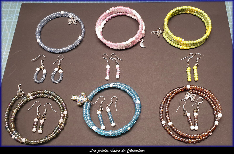 février - série bracelets colorés petites perles avec bo assorties