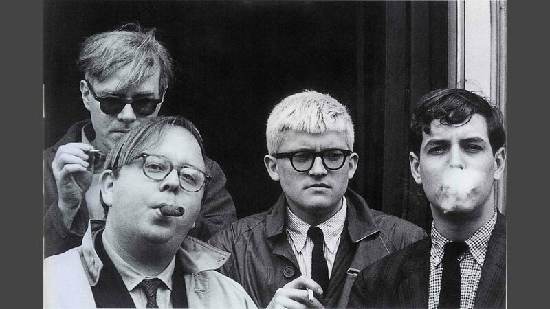 Andy Warhol, Henry Geldzahler, David Hockney and Jeff Goodman, 1963