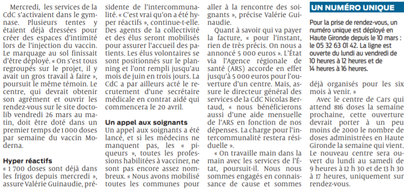 2021 03 26 SO Saint-André-de-Cubzac Un centre de vaccination ouvert à toute vitesse3