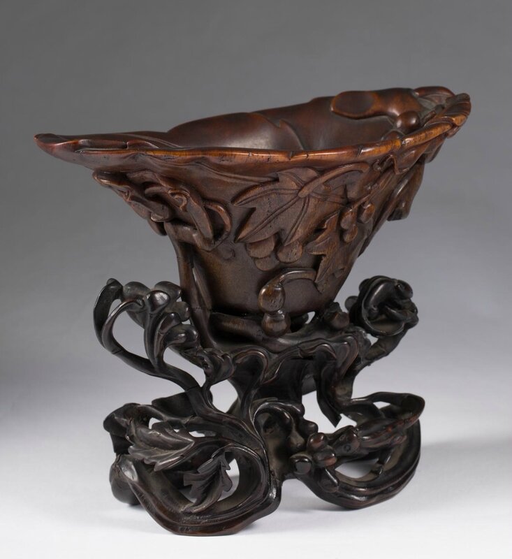 Chinese Rhinoceros Horn Grapevine Libation Cup, 17th Century