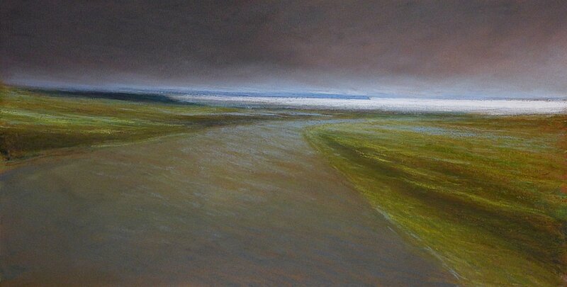 horizon elevation 76, janv 2017, pastel à l'huile, 48 x 32 cm