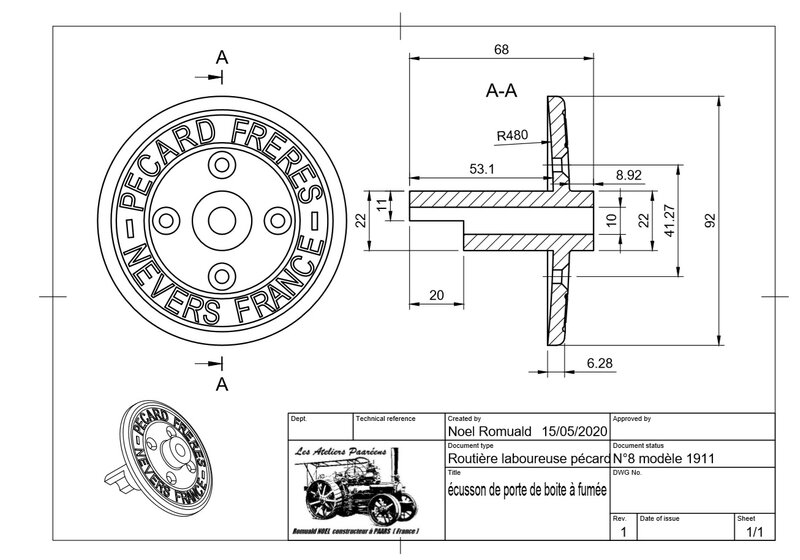 écusson de porte de boite à fumée