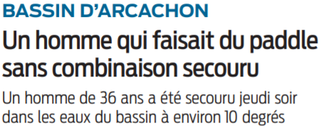 2022 01 29 SO Bassin d'Arcachon Un homme qui faisait du paddle sans combinaison secouru