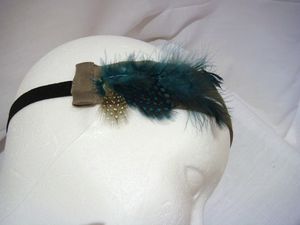 Headband Marron glacé plumes canard zoom