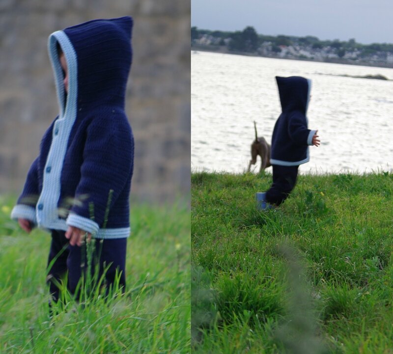 veste petit garçon à capuche au crochet