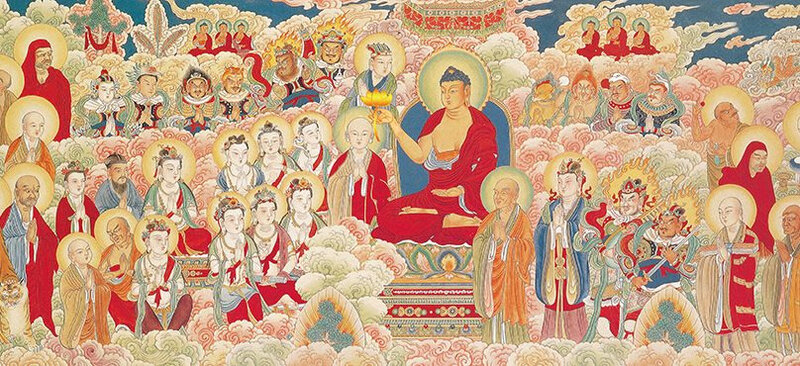 Bouddha lève une fleur