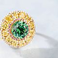 A <b>Demantoid</b> <b>Garnet</b>, Gem-set, Coloured Diamond and Diamond Ring, by Tsarina