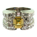 René Boivin. A Platinum <b>Diamond</b> and <b>Coloured</b> <b>Diamond</b> ring. France. Circa 1936