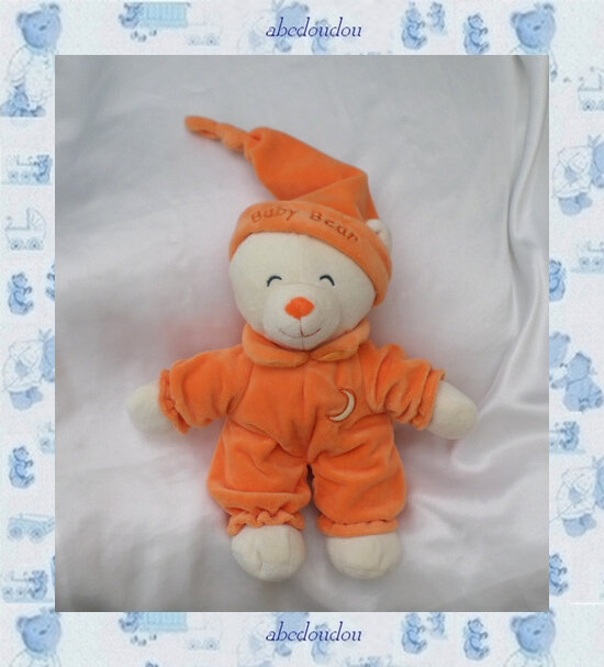 Doudou Peluche Ours Orange Et Blanc Baby Bear Lune Gipsy