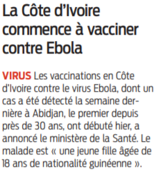 2021 08 17 SO La Côte d'Ivoire commence à vacciner contre Ebola