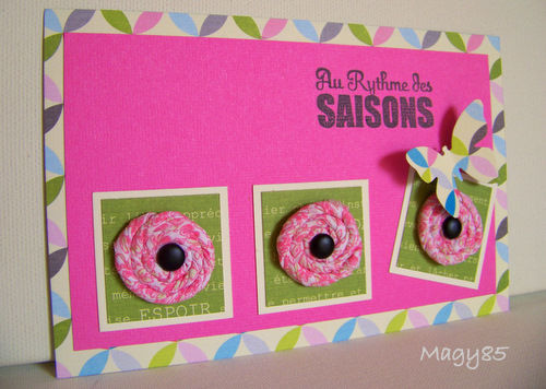 Cartes fleurs torsadées en tissus liberty