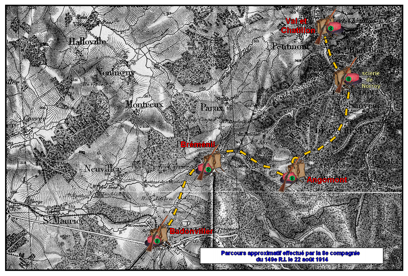 8e compagnie carte du 22 aout 1914