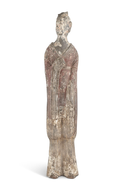 A grey pottery figure of an official, Northern Wei Dynasty (AD 386-534)