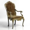 An Italian <b>rococo</b> polychrome-painted and parcel-gilt-decorated armchair. Veneto, circa 1760