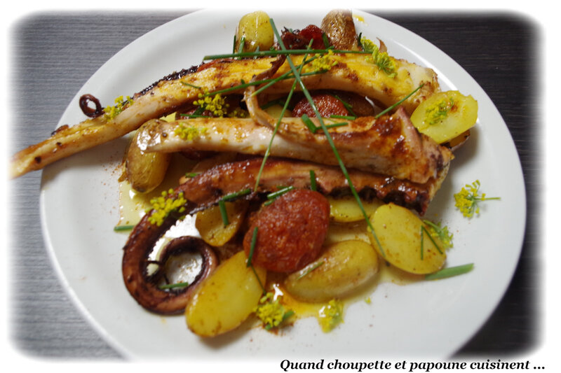 Poulpe grillé au pimenton, chorizo et pommes de terre braisées-4236