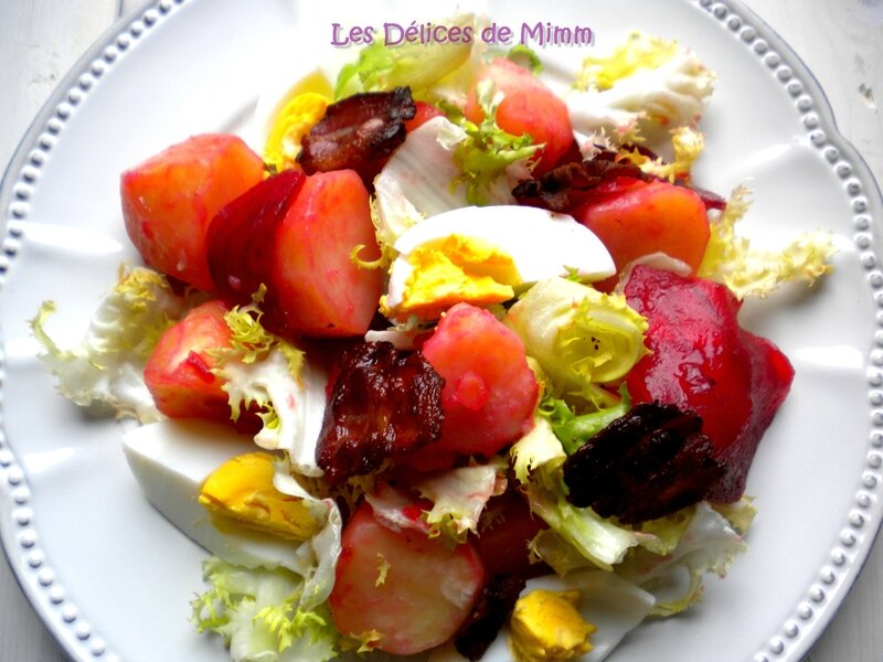Salade chaude de pommes de terre, betteraves, œufs, lardons… 5