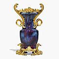 A Louis XV ormolu-mounted chinese flambé-glazed porcelain vase