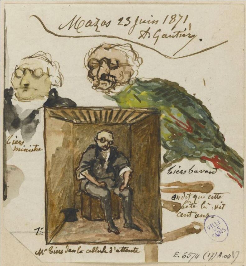 Gautier (Armand), caricatures de Thiers, Mazas 23 juin 1871