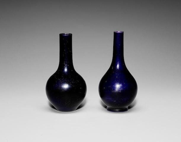 Two aubergine-glazed bottle vases, Kangxi (1662-1722)