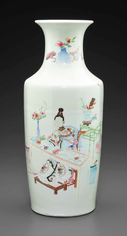 A famille rose rouleau vase, Yongzheng period (1723-1735)