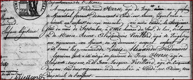 HERSE Louis Alexandre - Naissance