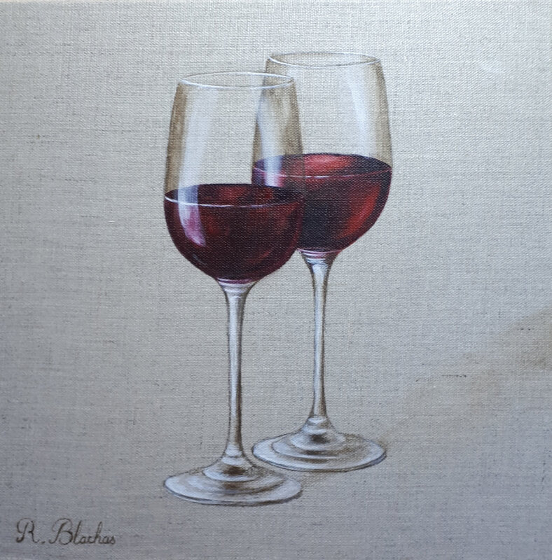 2019 glass of wine 13 30x30cm