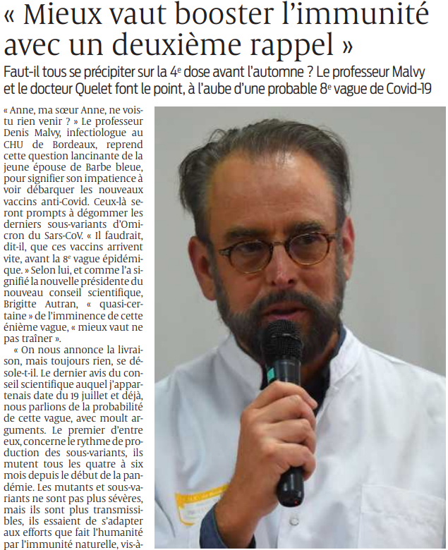 2022 08 20 SO Mieux vaut booster l'immunité avec un deuxième rappel