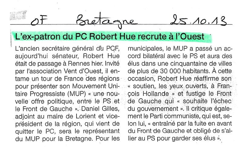 Ouest France 25 10 2013