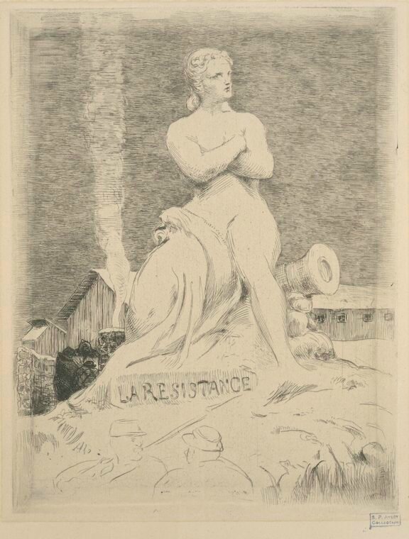 Bracquemond, La résistance selon Falguière 1870