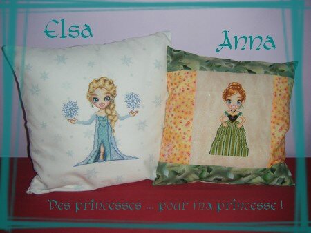 coussins Elsa et Anna