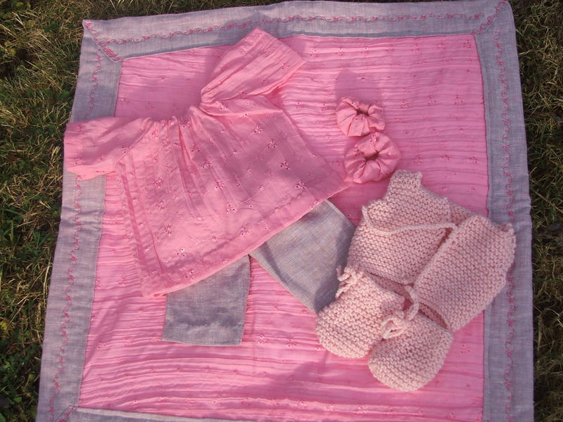 broderie anglaise rose et lin rosé chiné